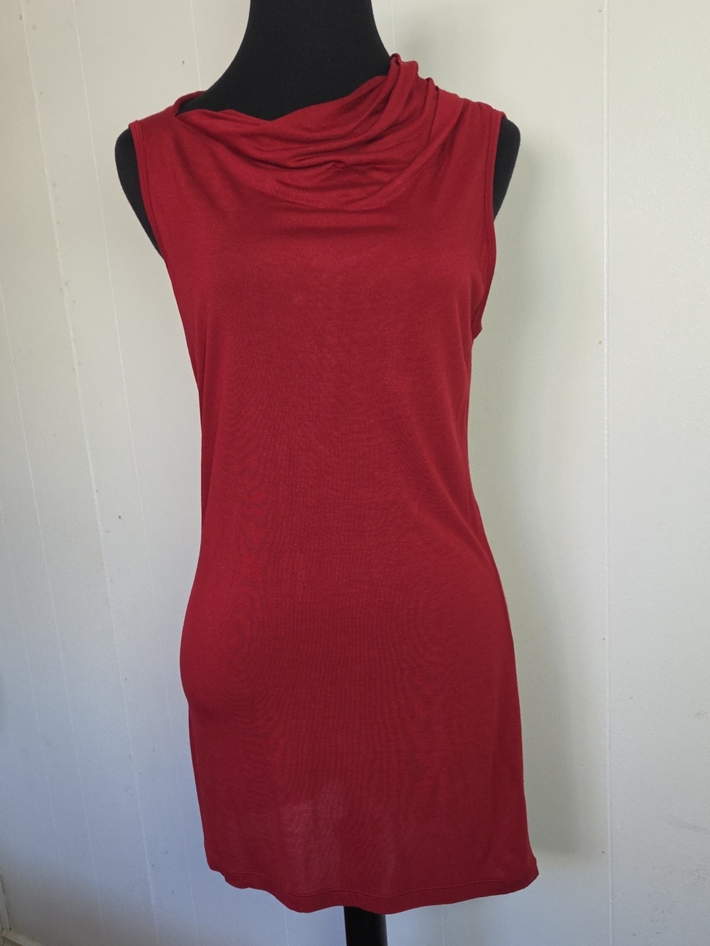CAbi Red Sleeveless Cowl Neck Sheath Dress